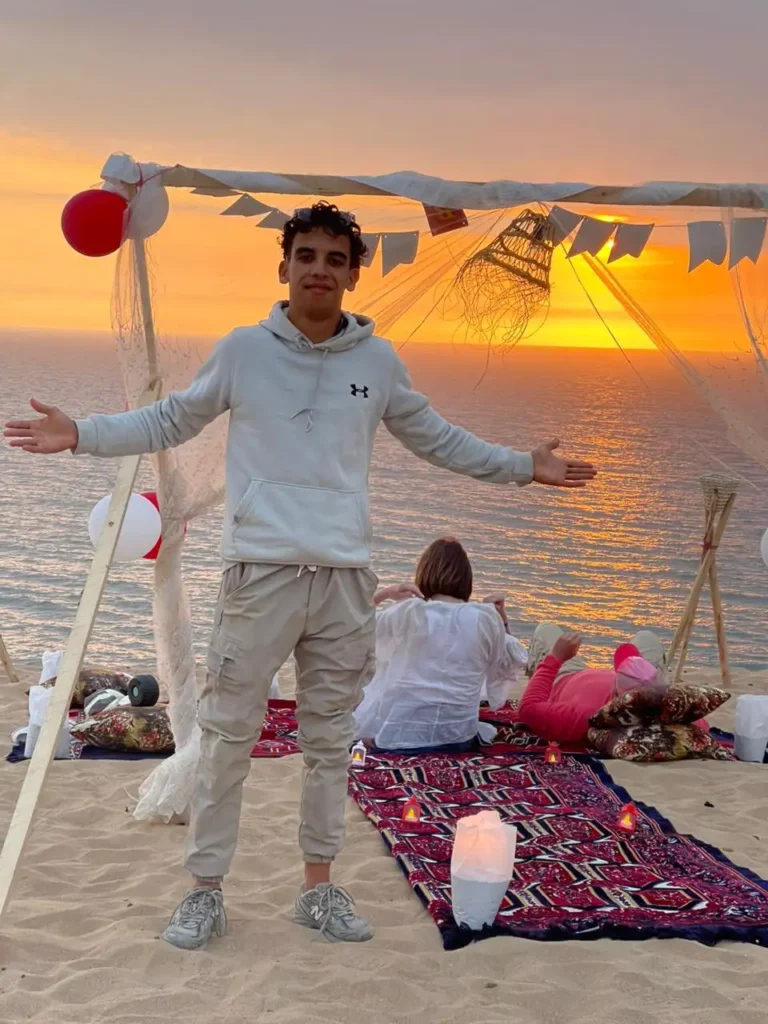 sunset at Timlalin Dunes in autumn near Agadir Morocco