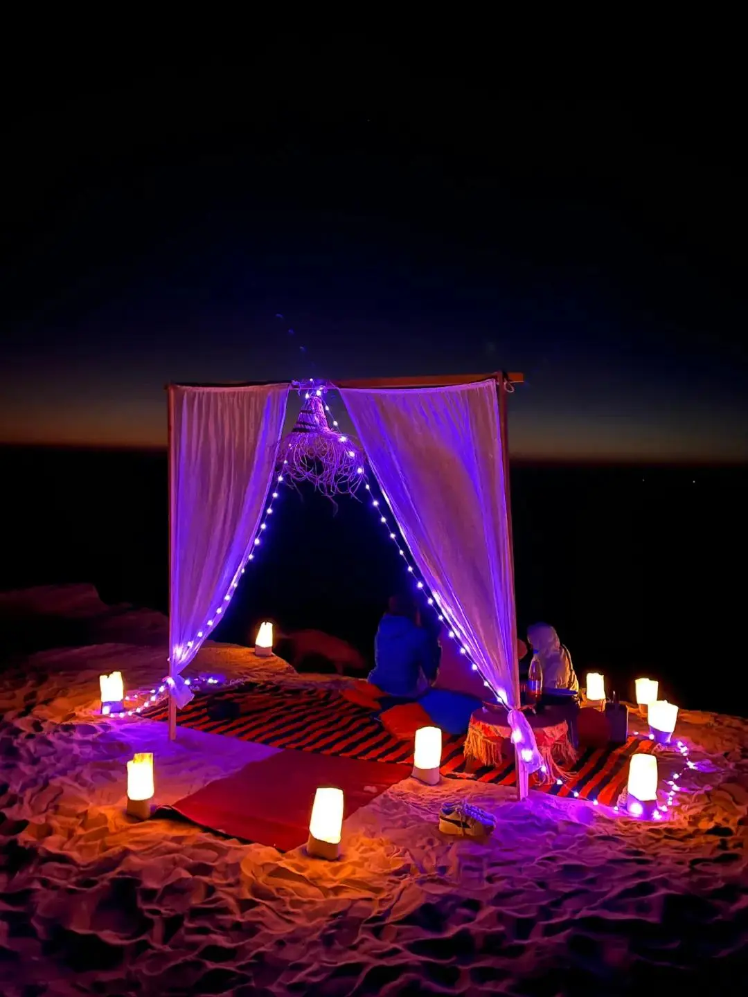 romantic Moroccan dinner under the stars at Timlalin Dunes near Imsouane Morocco